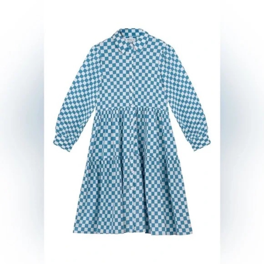 WRAY NYC flounce blue checkered dress